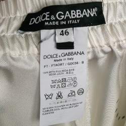Pre Owned Dolce & Gabbana White Victorian Garden Printed Silk Pants L
