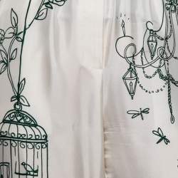 Pre Owned Dolce & Gabbana White Victorian Garden Printed Silk Pants L
