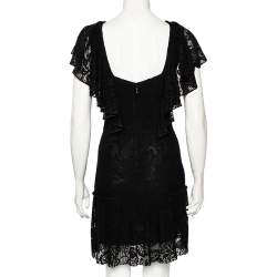 Pre Owned Dolce & Gabbana Black Crochet Lace Flared Hem Detailed Dress S