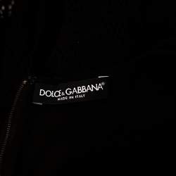 Pre Owned Dolce & Gabbana Black Crochet Lace Flared Hem Detailed Dress S