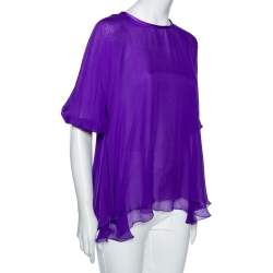 Pre Owned Dolce & Gabbana Purple Silk Chiffon Layered Top S