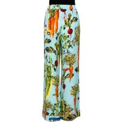 Pre Owned Dolce & Gabbana Blue Vegetable & Vehicle Printed Silk Pajama Trouser M