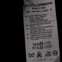 Pre Owned Dolce & Gabbana Black Wool Floral Embroidered Button Front Cardigan M