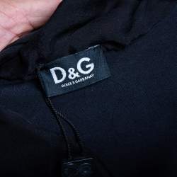 Pre Owned Dolce & Gabbana Black Logo Printed Cotton Knit And Silk Neck Tie Detail T-Shirt XS