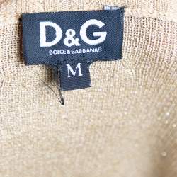 Dolce & Gabbana Gold Lurex Knit Button Front Cardigan M