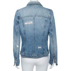 مملوكة مسبقًا Dolce & Gabbana Vintage Blue Distressed Denim Open Front Jacket M