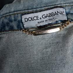 مملوكة مسبقًا Dolce & Gabbana Vintage Blue Distressed Denim Open Front Jacket M