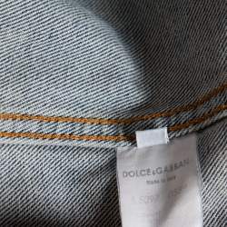 مملوكة مسبقًا Dolce & Gabbana Vintage Blue Distressed Denim Open Front Jacket M