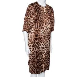 Pre Owned Dolce & Gabbana Animal Printed Silk Coat S