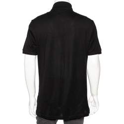 Pre Owned Dolce & Gabbana Black Cotton Pique Bee & Crown Embroidered Polo T-Shirt XL