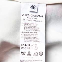Pre Owned Dolce & Gabbana Cream Floral Embossed Jacquard Top & Silk Skirt L