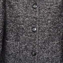Pre Owned Dolce & Gabbana Monochrome Wool Button Front Collarless Jacket M