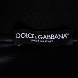 Pre Owned Dolce & Gabbana Black Floral Printed Silk Pencil Skirt S