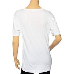 Pre Owned Dolce & Gabbana White Model Printed Cotton Short Sleeve T-Shirt M