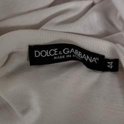 Pre Owned Dolce & Gabbana White Model Printed Cotton Short Sleeve T-Shirt M