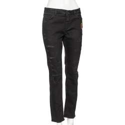 Pre Owned Dolce & Gabbana Black Denim Sacred Heart Detail Pretty Fit Jeans L