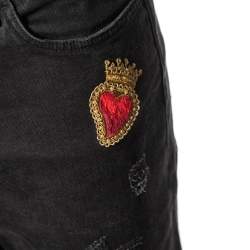 Pre Owned Dolce & Gabbana Black Denim Sacred Heart Detail Pretty Fit Jeans L