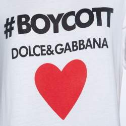 Pre Owned Dolce & Gabbana White Boycott Cotton Short Sleeve T-Shirt M