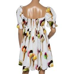 Pre Owned Dolce & Gabbana White Ice Cream Printed Cotton Mini Dress M