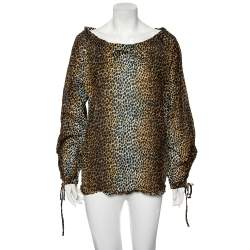 Pre Owned Dolce & Gabbana Multicolored Animal Printed Cotton Long Sleeve Blouse M