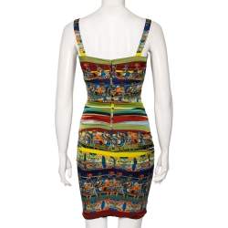 مملوكة مسبقًا Dolce & Gabbana Multicolored Warrior Printed Silk Ruched Mini Dress XS