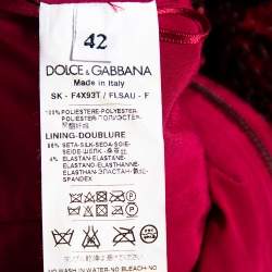 Pre Owned Dolce & Gabbana Red Sequin Embellished Flared Hem Detailed Skirt M