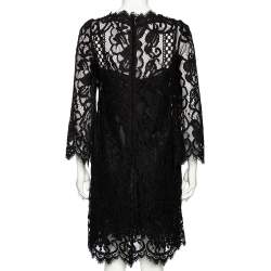Pre Owned Dolce & Gabbana Black Lace Shift Dress M