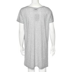Pre Owned Dolce & Gabbana Grey Mickey Printed Cotton Knit Shift Dress M