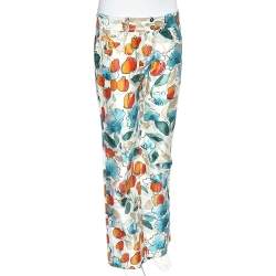 Dolce & Gabbana Multicolor Watercolor Painted Silk Trousers M