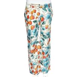 Dolce & Gabbana Multicolor Watercolor Painted Silk Trousers M