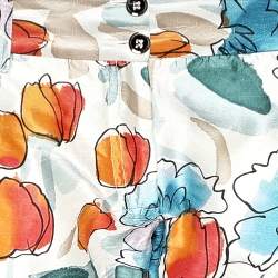 Dolce & Gabbana Multicolor Watercolor Painted Silk Trousers M