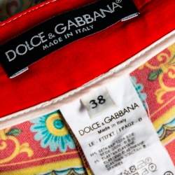 Pre Owned Dolce & Gabbana Multicolored Printed Silk Pants S