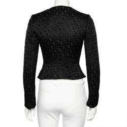 Pre Owned Dolce & Gabbana Black Jacquard & Embellished Button Front Cropped Jacket S