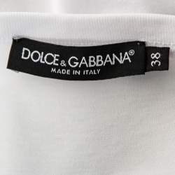 Pre Owned Dolce & Gabbana White Beautiful Life Print Cotton Short Sleeve T-Shirt S