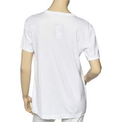 Pre Owned Dolce & Gabbana White Logo Printed Cotton T-Shirt M