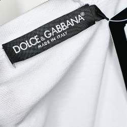 Pre Owned Dolce & Gabbana White Logo Printed Cotton T-Shirt M