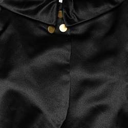 Pre Owned Dolce & Gabbana Black Silk Satin Ruffled Neck Bolero M