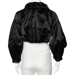 Pre Owned Dolce & Gabbana Black Silk Satin Ruffled Neck Bolero M