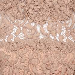 Pre Owned Dolce & Gabbana Beige Lace Long Sleeve Mini Dress S