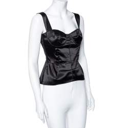 مملوكة مسبقًا كورسيه دولتشي أند غابانا ساتان أسود مقاس متوسط