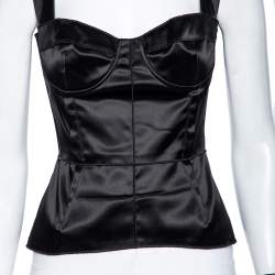 مملوكة مسبقًا كورسيه دولتشي أند غابانا ساتان أسود مقاس متوسط