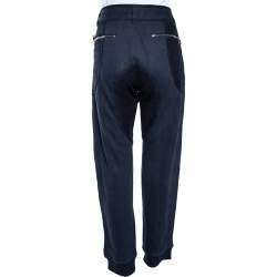 Pre Owned Dolce & Gabbana Navy Blue Cotton Biker Sweatpants M