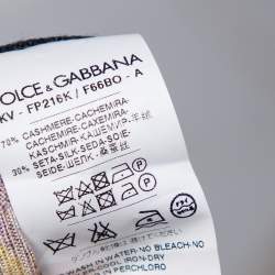 Pre Owned Dolce & Gabbana Black Tulip Print Cashmere V-Neck Jumper M