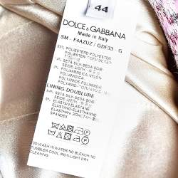 Pre Owned Dolce & Gabbana Pink Lurex And Tweed Button Detail Mini Skirt M