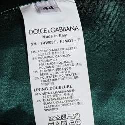 Pre Owned Dolce & Gabbana Green & Gold Floral Brocade Pleated Skirt M