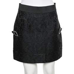 Pre Owned Dolce & Gabbana Black Jacquard Mini Skirt S
