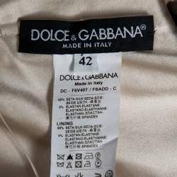 Pre Owned Dolce & Gabbana Leopard Printed Silk Crepe Strapless Maxi Dress M