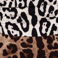 Pre Owned Dolce & Gabbana Leopard Printed Silk Crepe Strapless Maxi Dress M