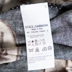 Pre Owned Dolce & Gabbana Black Ancient Coin Print Silk Knit Cardigan M