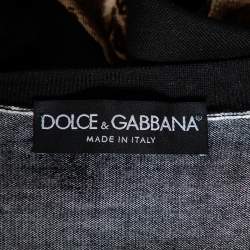 Pre Owned Dolce & Gabbana Black Ancient Coin Print Silk Knit Cardigan M